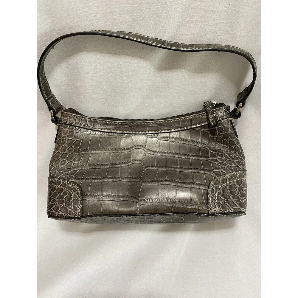 Tommy Hilfiger Small Bag Silver Purse Shoulder Bag Alligator Pattern